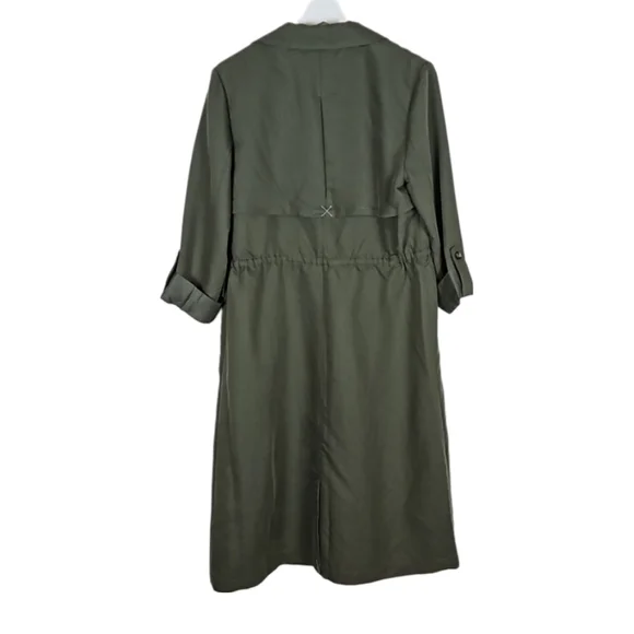 Express Modal Blend Trench Coat in Olive Green, M - Picture 3 of 6